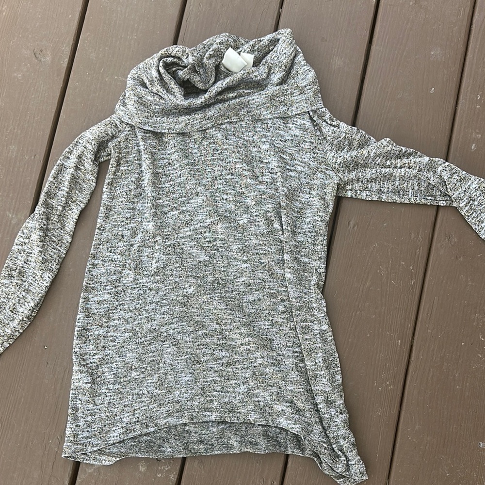 Gray with gold Cowl Neck Sweater
